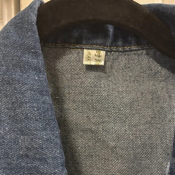 Handmade Embroidered Denim Jacket - Blue with Pastel Puff Text - Picture 6 of 7